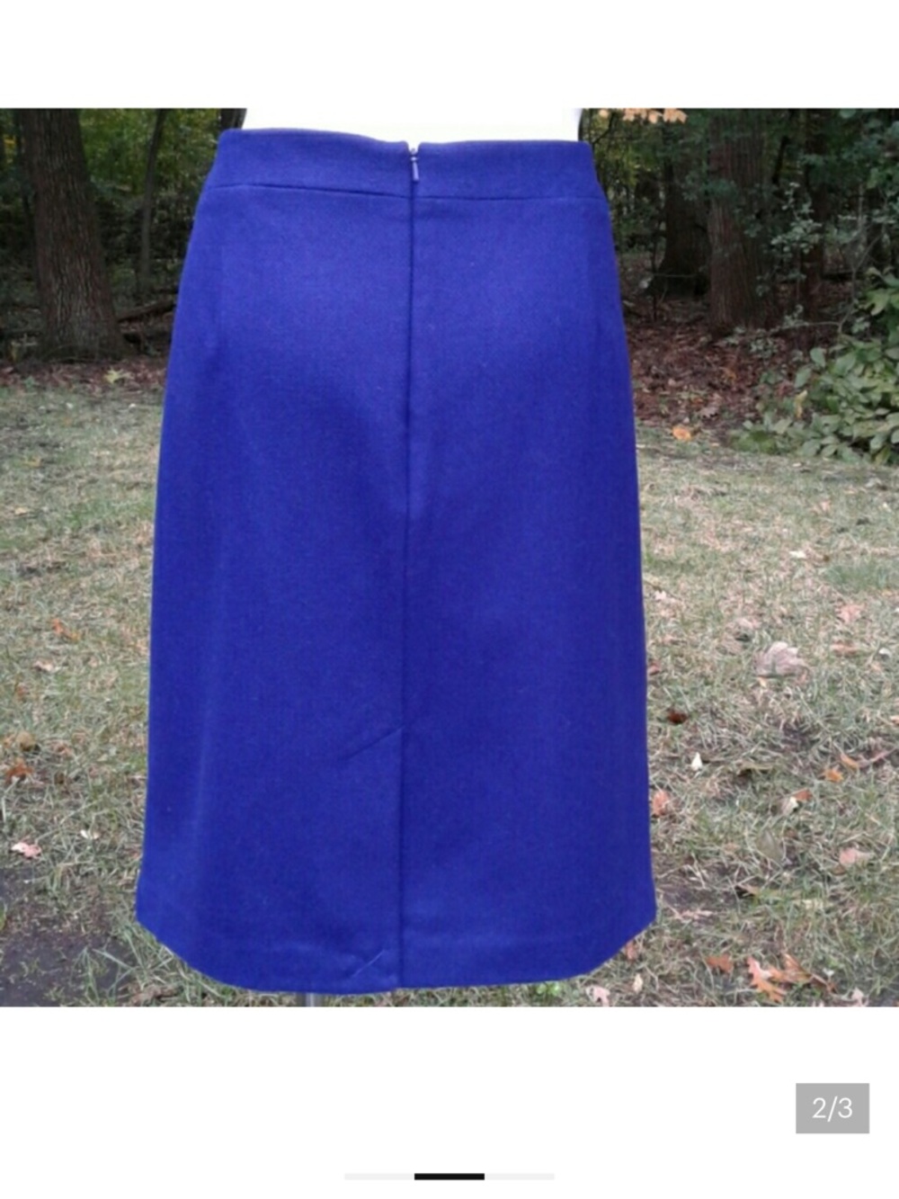 Leyla Cobalt Blue Wool Blend Short Pencil Skirt
